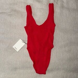 NWT Bond-Eye Australia Mara Nectarine Swimsuit Red Crinkle New Bikini Bound